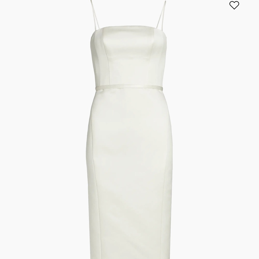 Amsale White Sheath Spaghetti Strap Dress